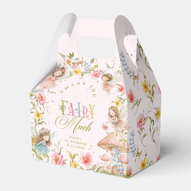 Caja Para Regalos Fairy First Birthday Enchanted Garden Thank you (Front Side)