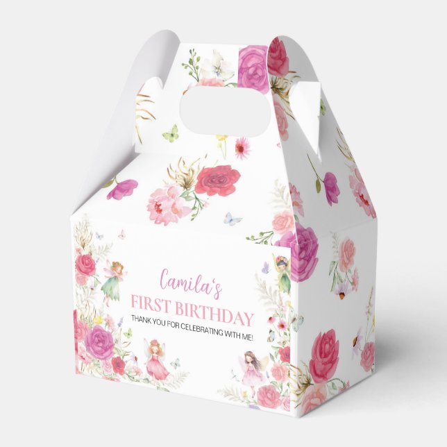 Caja Para Regalos Fairy Floral First Birday Favor Box (Front Side)
