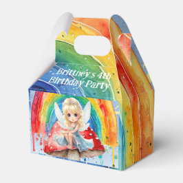 Caja Para Regalos Fairy Mushroom Paint Rainbow Chica Birday Party
