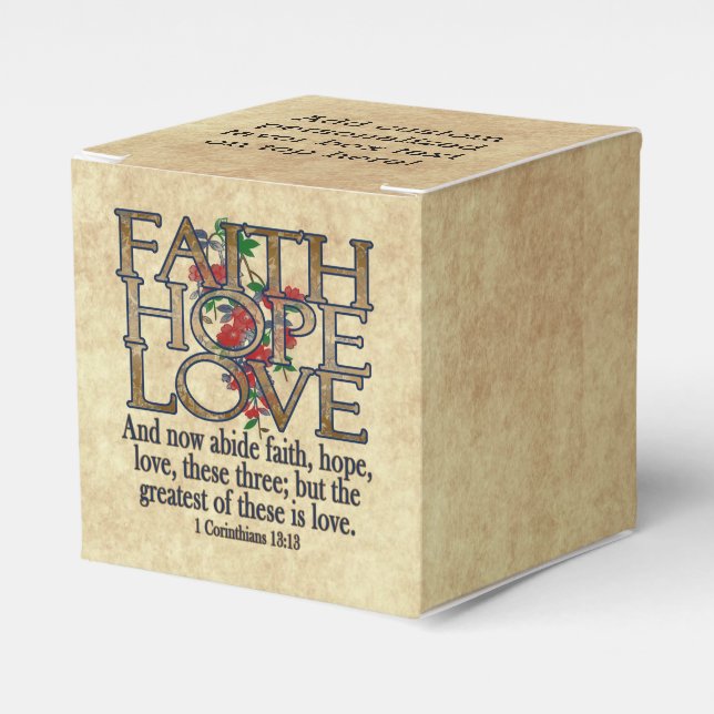 Caja Para Regalos Faith Hope Love Elegent Bible Scripting Christian (Costado Anverso)