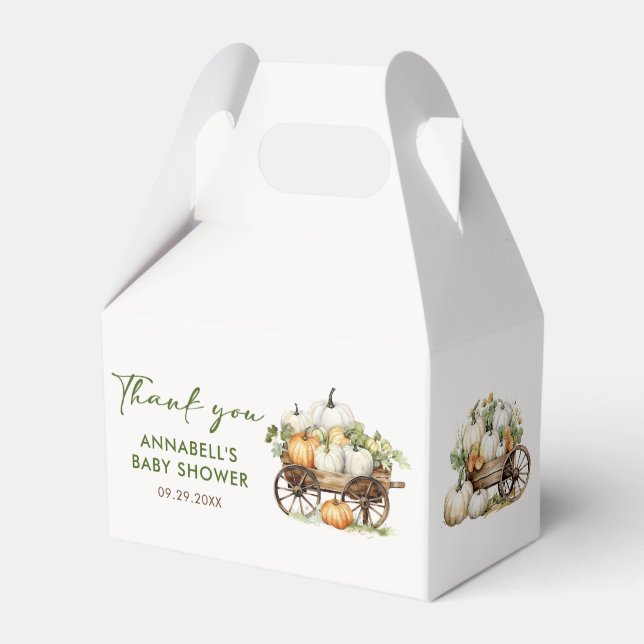 Caja Para Regalos Fall Pumpkin Sunflower Baby Shower Gracias (Front Side)