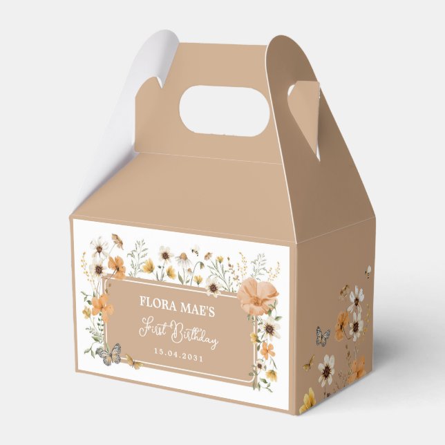 Caja Para Regalos Fall Wildflower Butterfly Tea Fiesta Cumpleaños (Front Side)