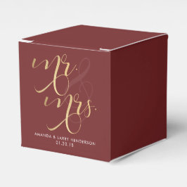 Caja Para Regalos Fancy Burgundy & Gold Wedding Favor Box