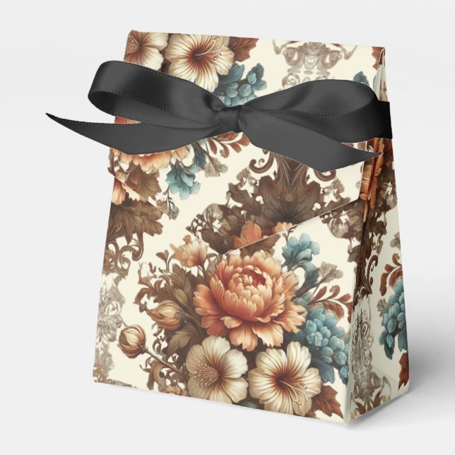 Caja Para Regalos Fancy ButterCrema Floral Bowing (Front Side)