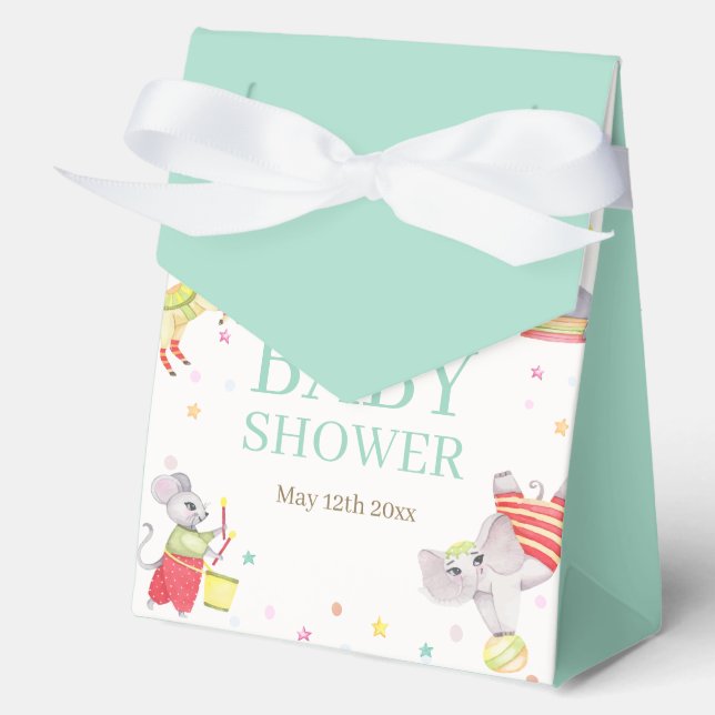 Caja Para Regalos Fancy Circus Carnival Animals Baby Shower (Anverso)