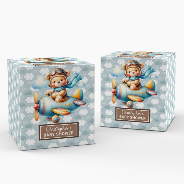 Caja Para Regalos Fancy Teddy Bear Pilot Baby Shower Favor Box (Fancy Teddy Bear Pilot Baby Shower Favor Box)