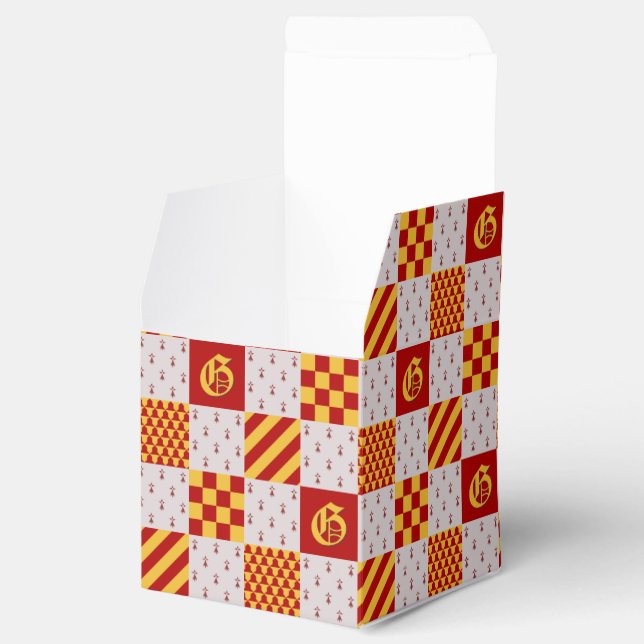 Caja Para Regalos Fantasía mágica amarilla roja medieval heráldica (Abierto)