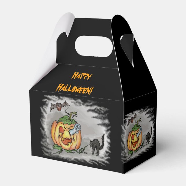 Caja Para Regalos Fantasma, Bat y Cat, ¡Feliz Halloween! (Front Side)
