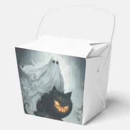 Caja Para Regalos Fantasma de Halloween montando un gato negro