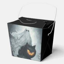 Caja Para Regalos Fantasma de Halloween montando un gato negro
