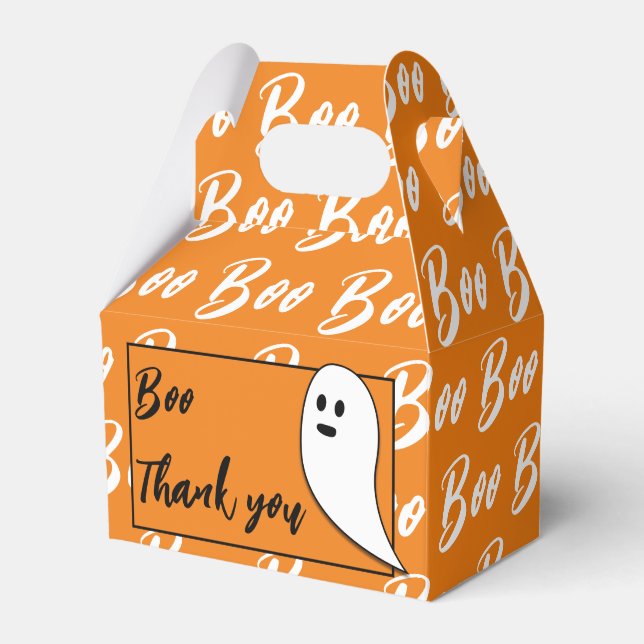 Caja Para Regalos Fantasma Halloween naranja blanco negro boom Graci (Front Side)