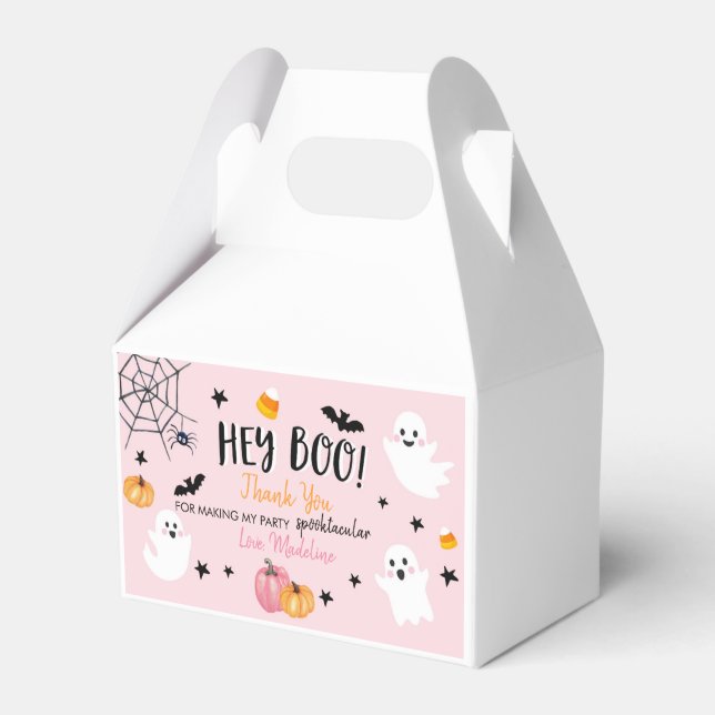 Caja Para Regalos Fantasma Rosa Halloween Hey Boo Chica de la fiesta (Front Side)