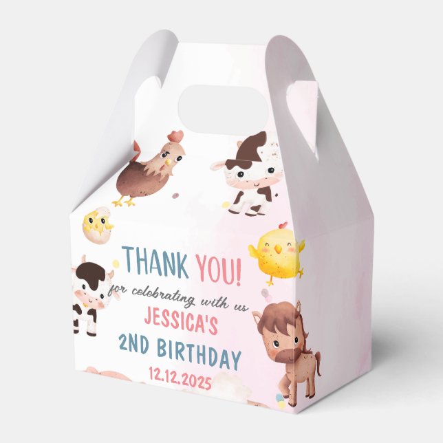 Caja Para Regalos Farm Animals Barnyard Balloon Birthday Party foto (Front Side)