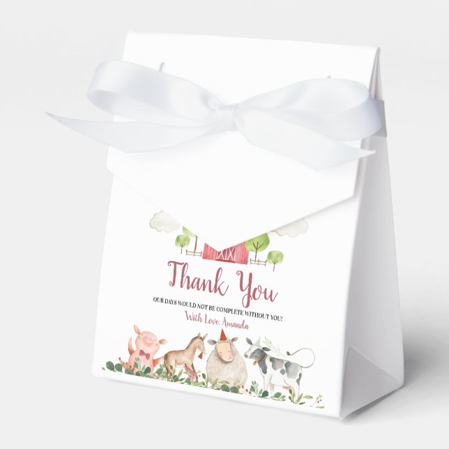 Caja Para Regalos Farm House Animals Barnyard Birthday Baby Shower (Front Side)