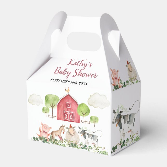 Caja Para Regalos Farm House Animals Barnyard Birthday Baby Shower (Front Side)
