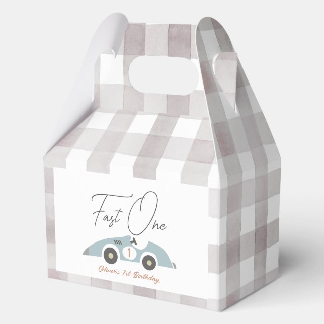 Caja Para Regalos Fast One Blue Race Car Boy primer cumpleaños (Anverso)