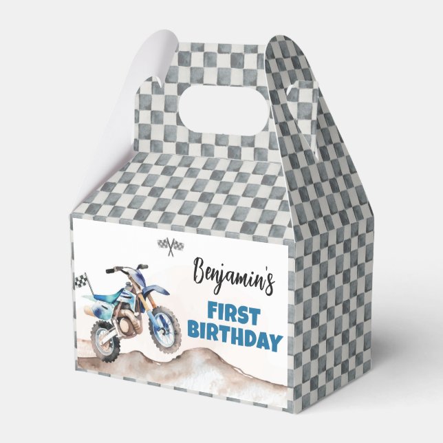 Caja Para Regalos Fast One Dirt Bike Birthday Party (Front Side)