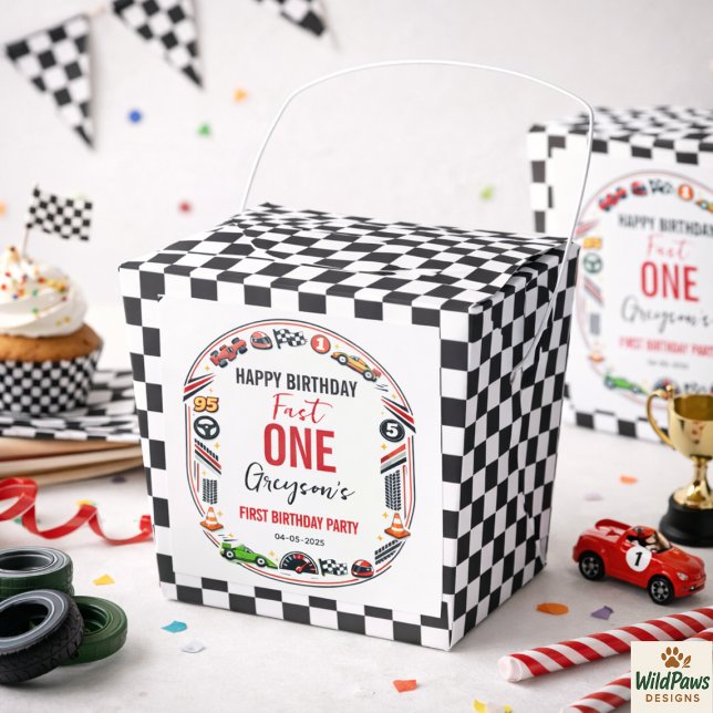 Caja Para Regalos Fast One Race Car Boy 1st Birthday Party (Fast One Race Car Boy 1st Birthday Party Favor Boxes
)