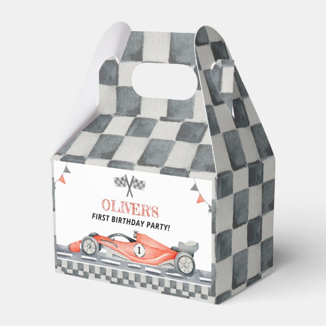 Caja Para Regalos Fast One Red Carreras Car Birday Party Favor Box (Front Side)