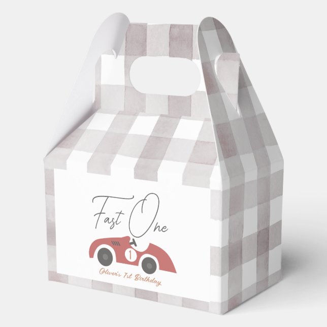 Caja Para Regalos Fast One Red Race Car Boy 1st Birthday (Anverso)