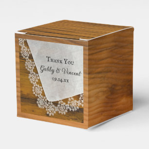 Caja Para Regalos Faux Barn Wood Country Lace Rústico Boda