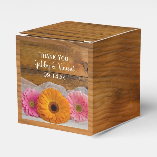 Caja Para Regalos Faux Barn Wood Daisy Trio Barn Boda (Costado Anverso)