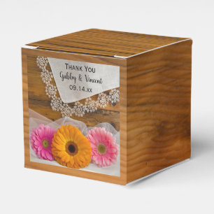 Caja Para Regalos Faux Barn Wood Daisy Trio Lace Boda