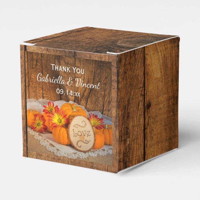 Caja Para Regalos Faux Barn Wood Rusmpkins Fall Barn Boda (Costado Anverso)