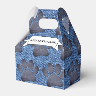 Caja Para Regalos Faux Denim Jeans Dog Paw Imprimir nombre personali