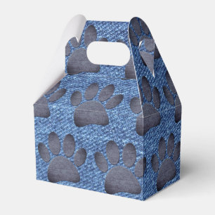 Caja Para Regalos Faux Denim Jeans Dog Paw Print
