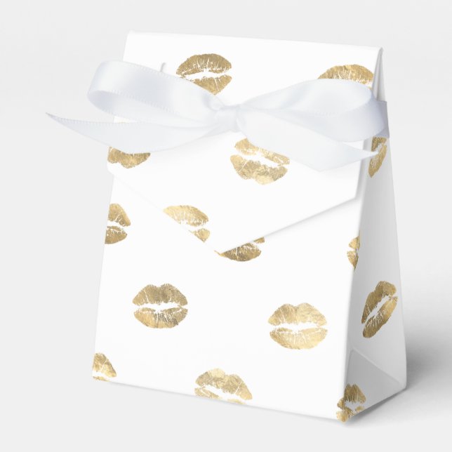 Caja Para Regalos Faux Relieve metalizado dorado Lipstick Favbox (Front Side)