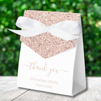 Caja Para Regalos Faux rosa purpurina de oro elegante moda gracias