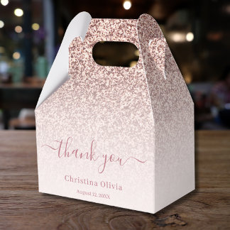 Caja Para Regalos Faux rosa purpurina de oro elegante moda gracias
