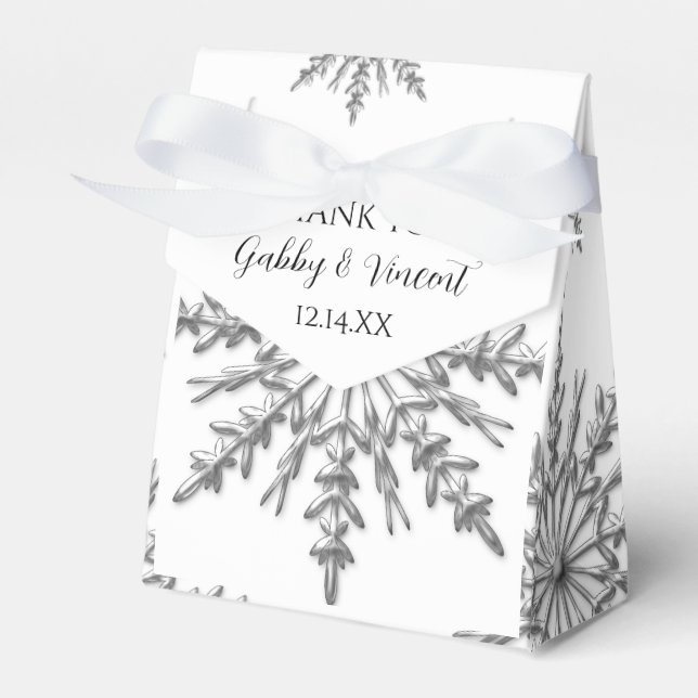 Caja Para Regalos Faux Silver Snowflakes Winter Wedding (Front Side)