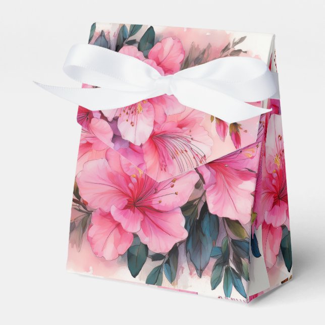 Caja Para Regalos Favor Box - Azaleas rosadas (Front Side)