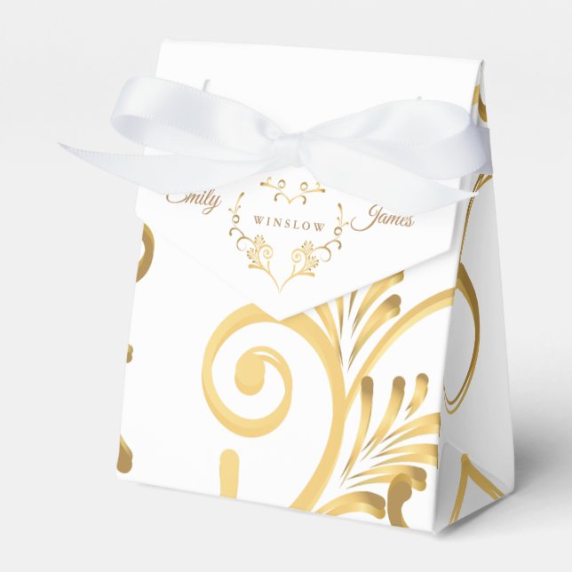 Caja Para Regalos Favor Box-Fancy Gold Heart (Front Side)