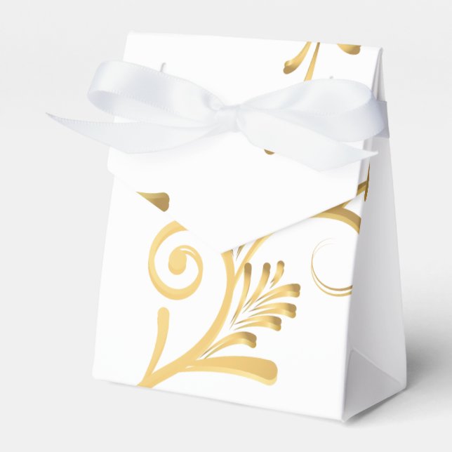 Caja Para Regalos Favor Box-Fancy Gold Printed (Front Side)
