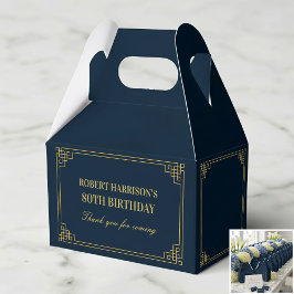 Caja Para Regalos Favor Boxes Navy Gold Art Deco 80th Birthday