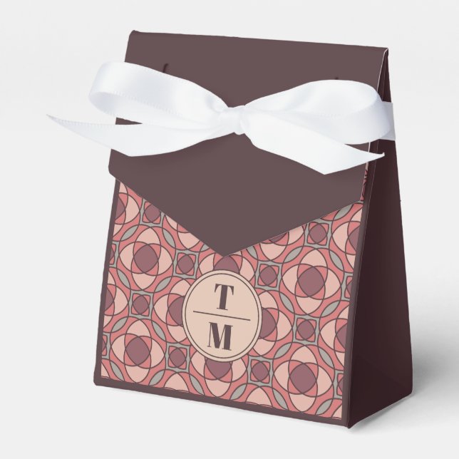 Caja Para Regalos Favor de boda Art Déco de Terracotta y Rosa Polvo (Front Side)