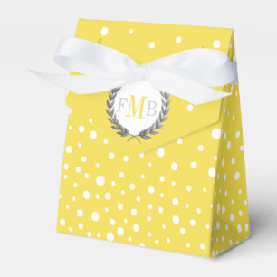 Caja Para Regalos Favor de boda con estampado de lunares amarillos y