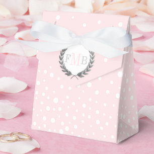 Caja Para Regalos Favor de boda con patrón de lunares rosados y blan