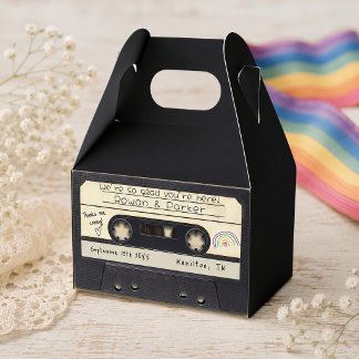 Caja Para Regalos Favor de boda de cinta de casete retro arcoíris