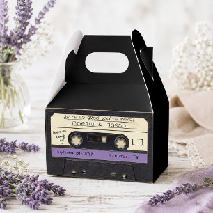 Caja Para Regalos Favor de boda de cinta de casete retro púrpura
