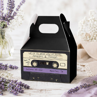 Caja Para Regalos Favor de boda de cinta de casete retro púrpura