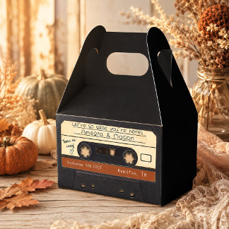 Caja Para Regalos Favor de boda en cinta de casete retro de terracot