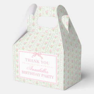Caja Para Regalos Favor de Cumpleaños con Flores Elegantes Verdes en