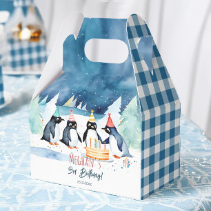 Caja Para Regalos Favor de cumpleaños de invierno ártico de pingüino