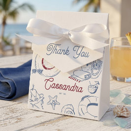 Caja Para Regalos Favor de cumpleaños de verano de playa azul y rojo
