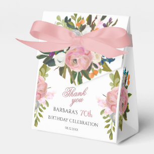 Caja Para Regalos Favor de cumpleaños número 70 pintado con flores r