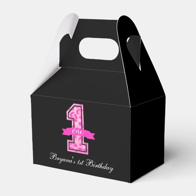 Caja Para Regalos Favor de cumpleaños número uno con estampado de le (Front Side)